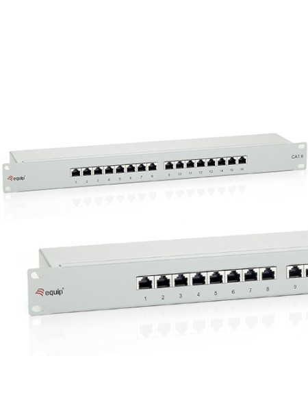 ÷ Patch panel 16 puertos categoria 6 apantallado color gris claro
