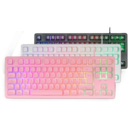 ÷ Teclado h-mech gaming mars gaming mk023 color rosa tama?o compacto tkl iluminacion rgb